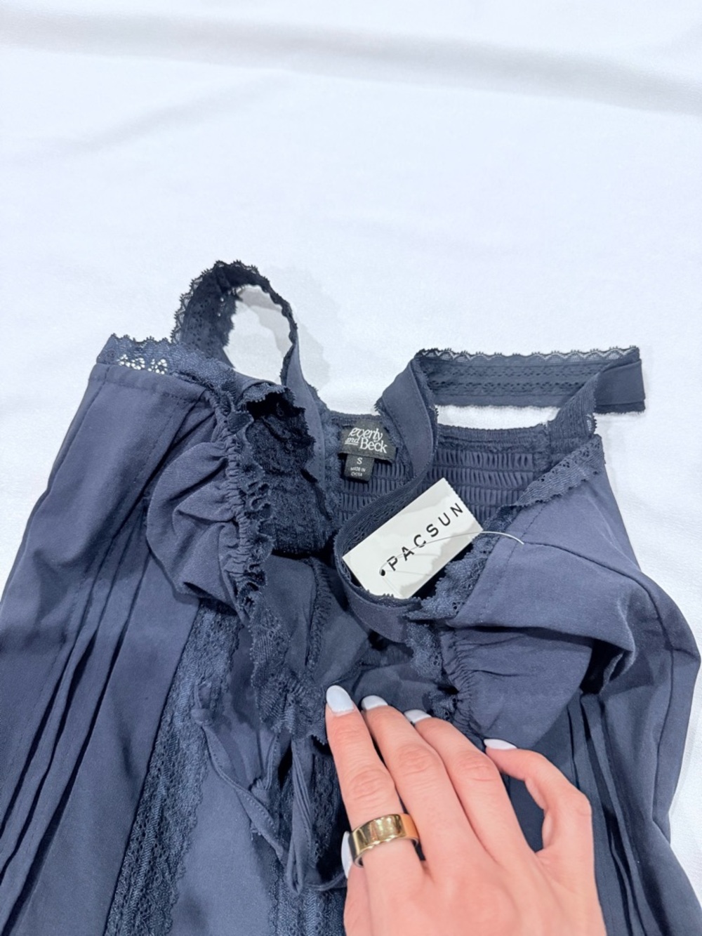 PacSun Navy Blue Lace-Trim Camisole Dress - Picture 4 of 6